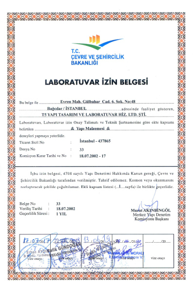 Laboratuvar İzin Belgesi