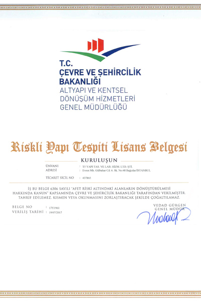 Riskli Yapı Lisans Belgesi